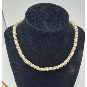 Vintage Hawaiian Puke Shell Necklace 16 inches 70's Choker